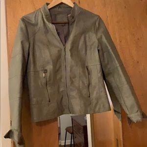 Mac Studio Gray faux Leather Motorcycle Jacket